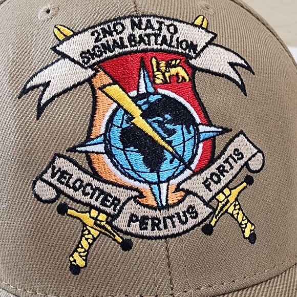 The Corps 2nd NATO Signal Battalion Logo Tan Beige Military Baseball Cap Hat - Picture 3 of 16